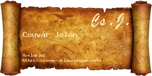 Csuvár Jolán névjegykártya
